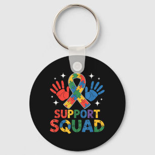 Support Squad Autism Awareness Ribbon Key Ring