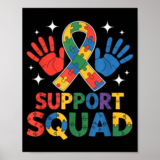 Support Squad Autism Awareness Ribbon Poster (Front)