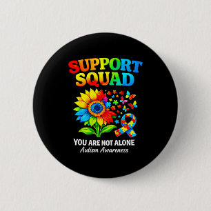 Support squad autism awareness ribbon sunflower 6 cm round badge