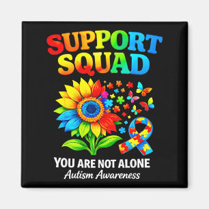 Support squad autism awareness ribbon sunflower magnet