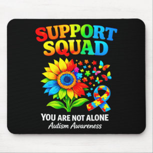Support squad autism awareness ribbon sunflower mouse mat