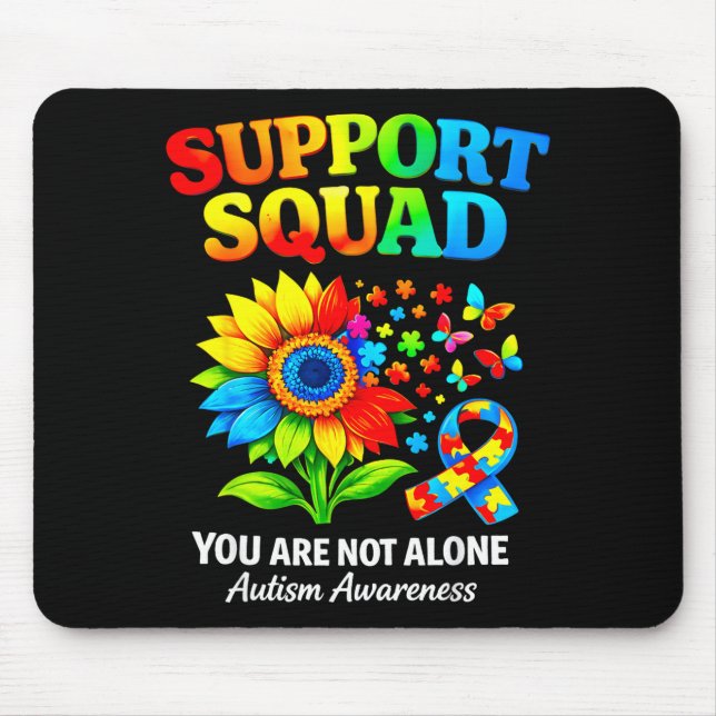 Support squad autism awareness ribbon sunflower mouse mat (Front)