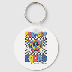Support Squad Autism Awareness Smile Face Boys Gir Key Ring