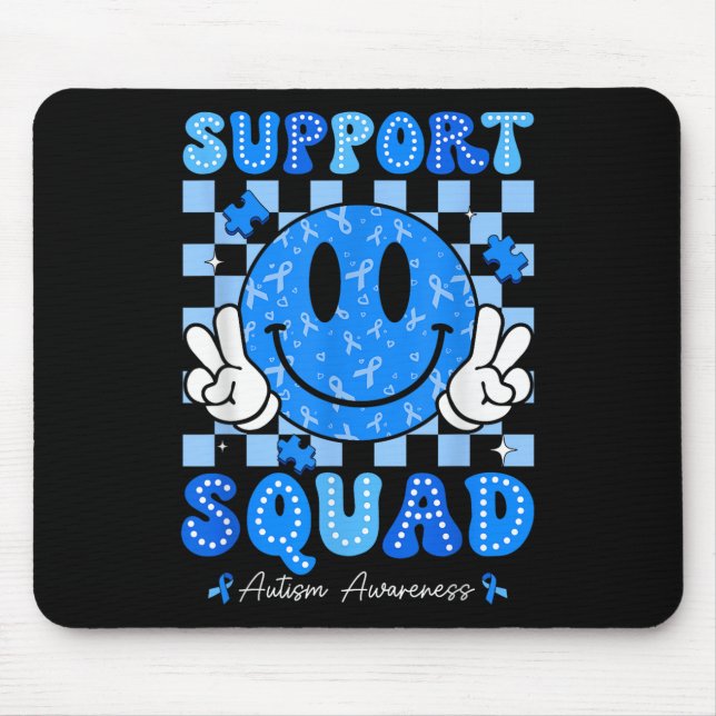 Support Squad Autism Awareness Smile Face Teacher  Mouse Mat (Front)