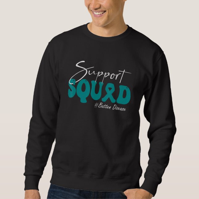 Support Squad Batten Disease Awareness Teal Ribbon Sweatshirt (Front)