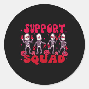 Support Squad Blood Cancer Halloween Red Ribbon Classic Round Sticker