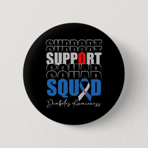 Support Squad Blue Ribbon T1d Diabetes Awareness M 6 Cm Round Badge