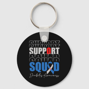 Support Squad Blue Ribbon T1D Diabetes Awareness M Key Ring