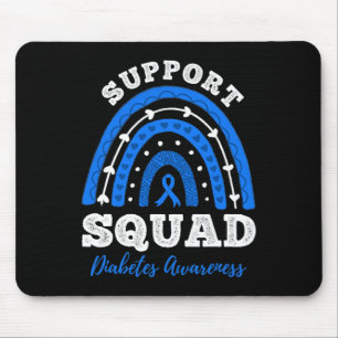 Support Squad Blue Ribbon T1d Type 1 Diabetes Awar Mouse Mat