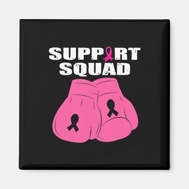 Support Squad Boxing Glove Pink Ribbon Breast Canc Magnet (Front)