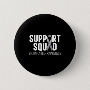 Support squad brain cancer awareness brain tumour 6 cm round badge