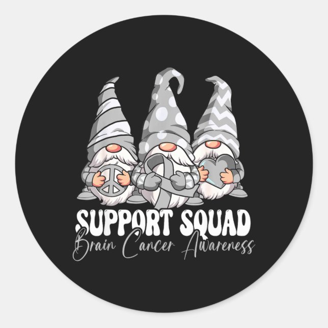 Support Squad Brain Cancer Awareness Classic Round Sticker (Front)