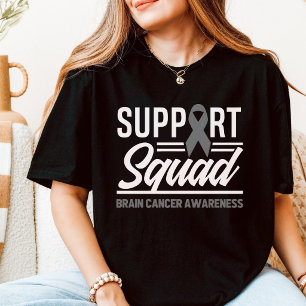 Support Squad Brain Cancer Awareness Grey Ribbon T-Shirt
