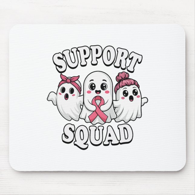 Support Squad Breast Cancer Awareness Cute Ghosts  Mouse Mat (Front)