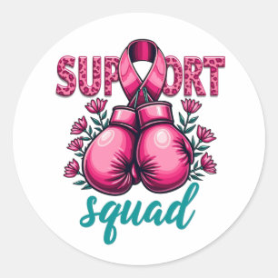 Support Squad Breast Cancer Awareness Gloves Box Classic Round Sticker