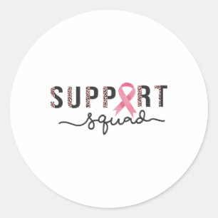 Support Squad Breast Cancer Awareness Leopard Pink Classic Round Sticker