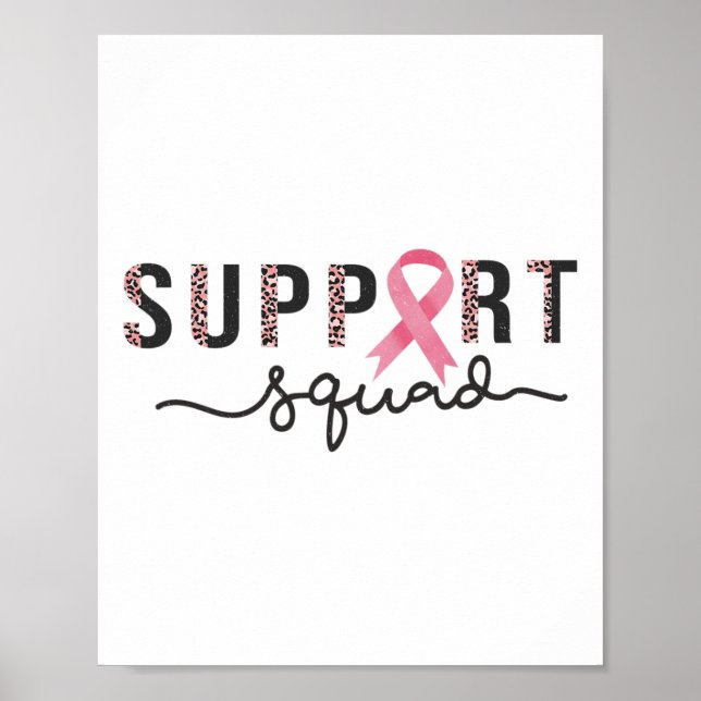 Support Squad Breast Cancer Awareness Leopard Pink Poster (Front)