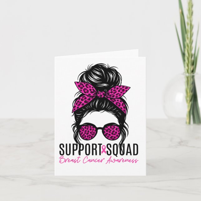 Support Squad Breast Cancer Awareness Messy Bun Pi Card (Front)
