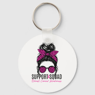 Support Squad Breast Cancer Awareness Messy Bun Pi Key Ring