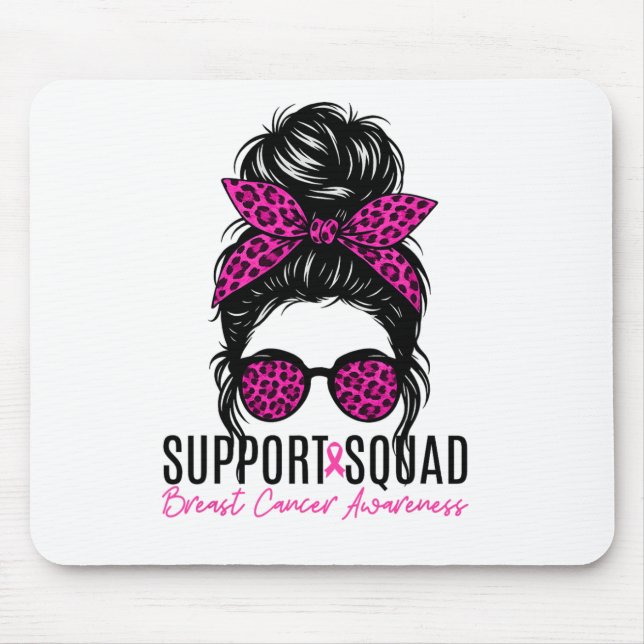 Support Squad Breast Cancer Awareness Messy Bun Pi Mouse Mat (Front)