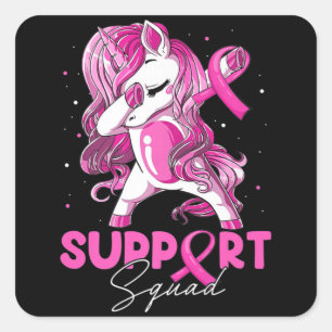 Support Squad Breast Cancer Awareness Pink Dabbing Square Sticker