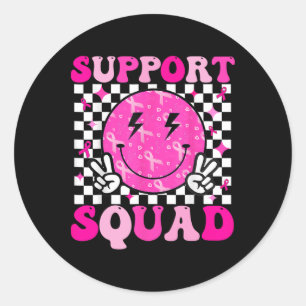 Support Squad Breast Cancer Awareness Pink Ribbon Classic Round Sticker