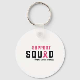 Support Squad Breast Cancer Awareness Pink Ribbon Key Ring