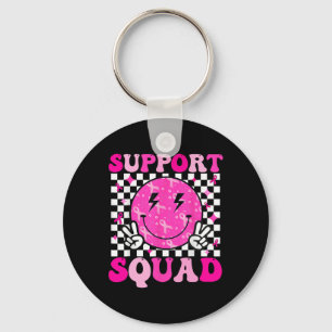 Support Squad Breast Cancer Awareness Pink Ribbon Key Ring