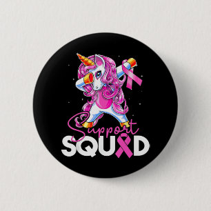 Support Squad Breast Cancer Awareness Pink Unicorn 6 Cm Round Badge