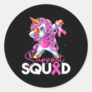 Support Squad Breast Cancer Awareness Pink Unicorn Classic Round Sticker