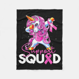Support Squad Breast Cancer Awareness Pink Unicorn Fleece Blanket
