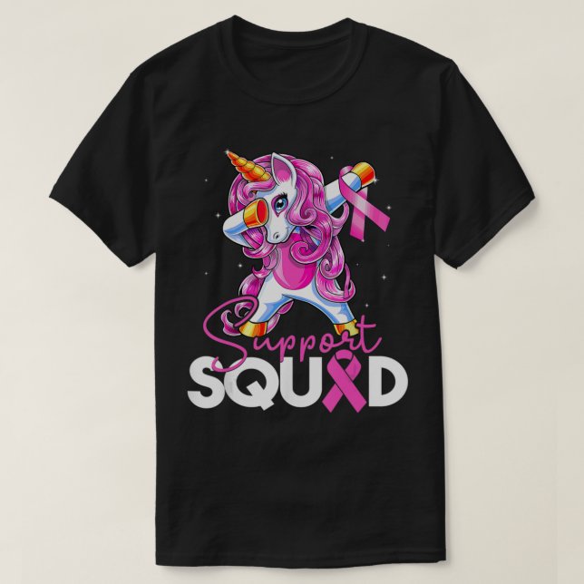 Support Squad Breast Cancer Awareness Pink Unicorn T-Shirt (Design Front)