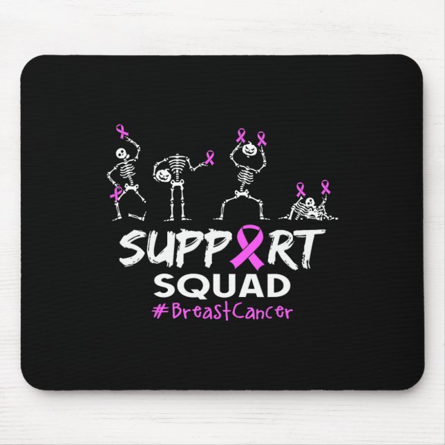 Support Squad Breast Cancer Awareness Skeleton Hal Mouse Mat (Front)