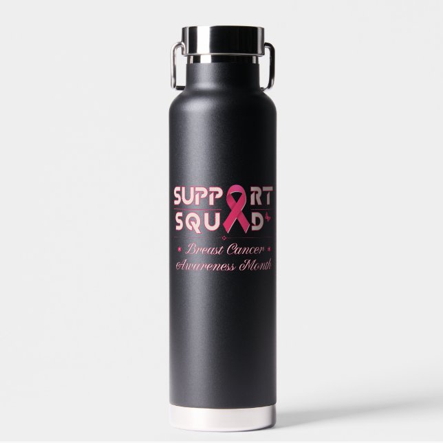 Support Squad-Breast Cancer  Awareness Water Bottle (Front)
