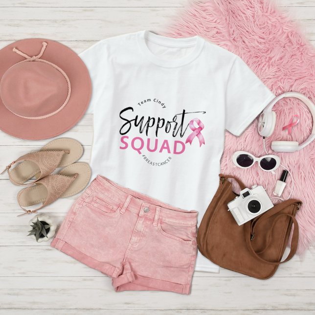 Support Squad Breast Cancer Pink Ribbon T-Shirt (Creator Uploaded)