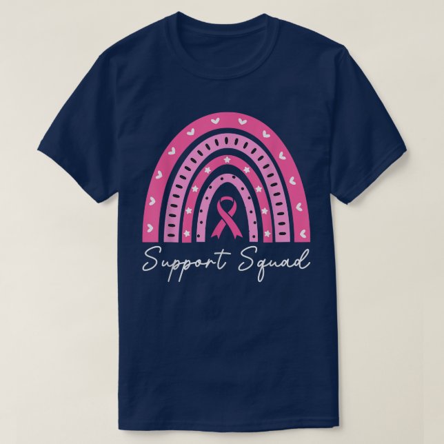 Support Squad Breast Cancer Supporter Pink Rainbow T-Shirt (Design Front)