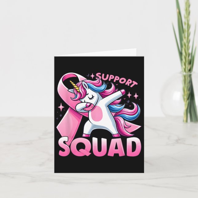 Support Squad Breast Cancer Warrior Dabbing Unicor Card (Front)