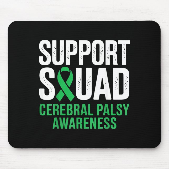 Support Squad Cerebral Palsy Awareness Green Mouse Mat (Front)
