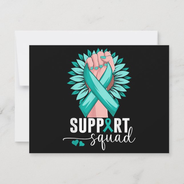 Support Squad Cervical Cancer Awareness Teal & Whi Thank You Card (Front)