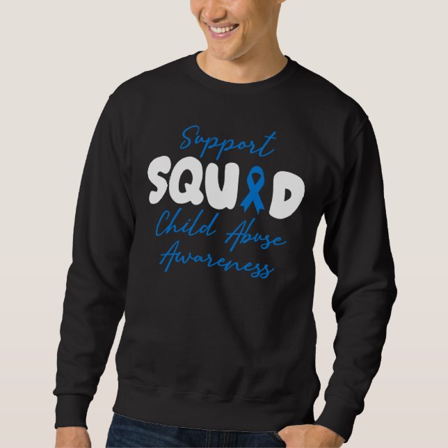 Support Squad Child Abuse Prevention Month Blue Ri Sweatshirt (Front)