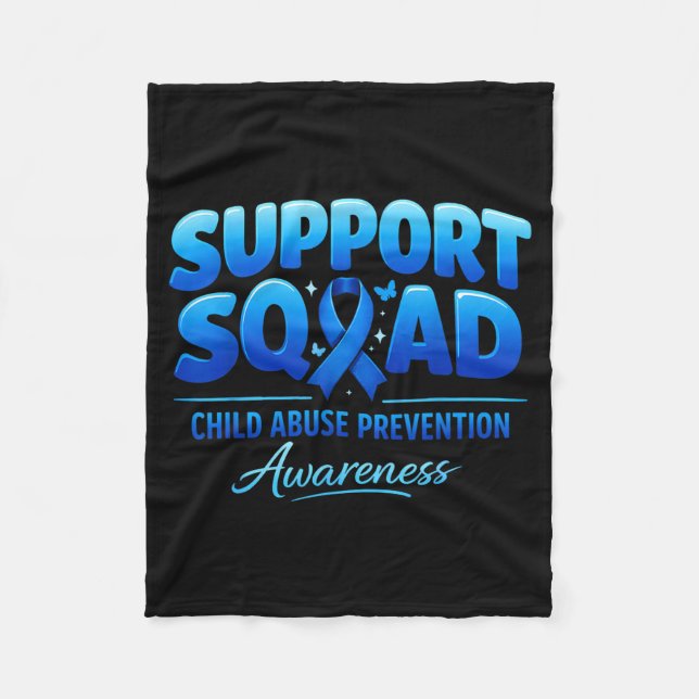 Support Squad Child Prevention Awareness Blue Fleece Blanket (Front)