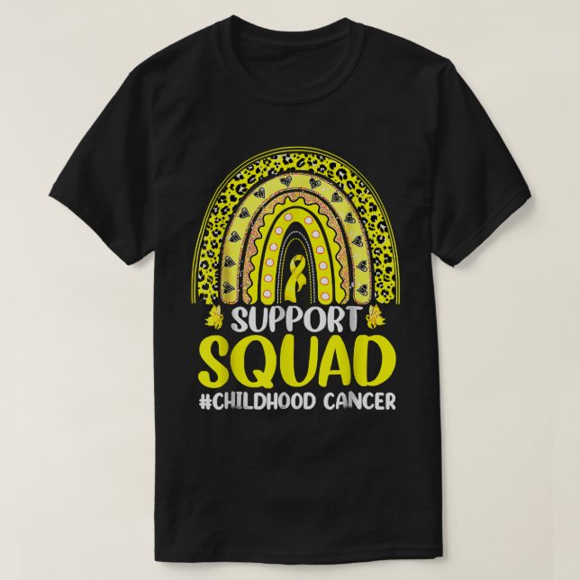Support Squad Childhood Cancer Awareness Rainbow G T-Shirt (Design Front)