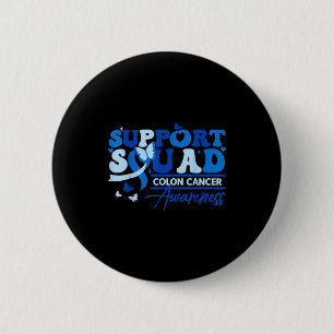 Support squad colon cancer awareness blue ribbon 6 cm round badge