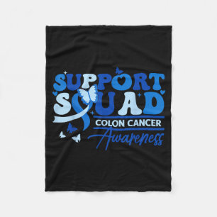 Support squad colon cancer awareness blue ribbon fleece blanket