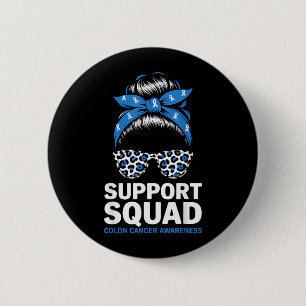 Support Squad Colon Cancer Awareness Messy Bun 6 Cm Round Badge