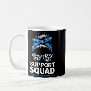 Support Squad Colon Cancer Awareness Messy Bun Coffee Mug