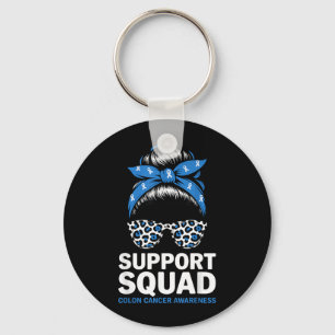 Support Squad Colon Cancer Awareness Messy Bun Key Ring