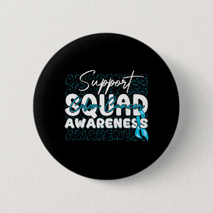 Support Squad Colon Cancer Awareness Teal Ribbon 6 Cm Round Badge