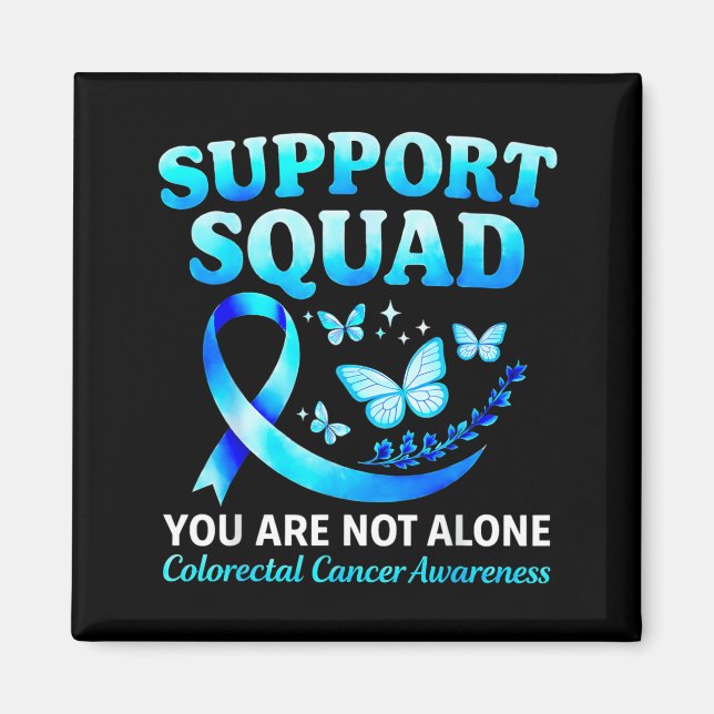 Support Squad Colourectal Cancer Awareness Blue Magnet (Front)