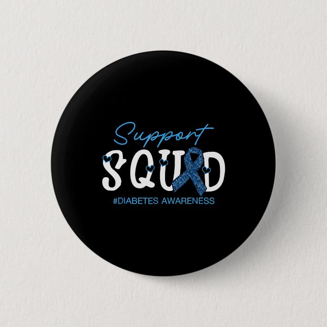 Support Squad Costume Blue Ribbon Diabetes Cancer  6 Cm Round Badge (Front)